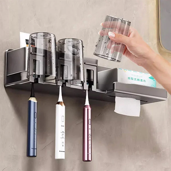 No Drill Metal Wall Mounted Toothbrush Holder